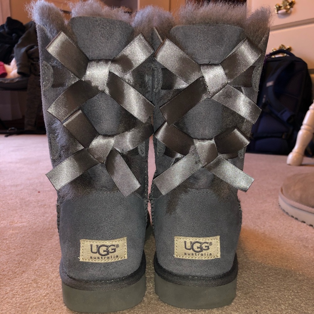 UGG Gray Bailey Bow Boots